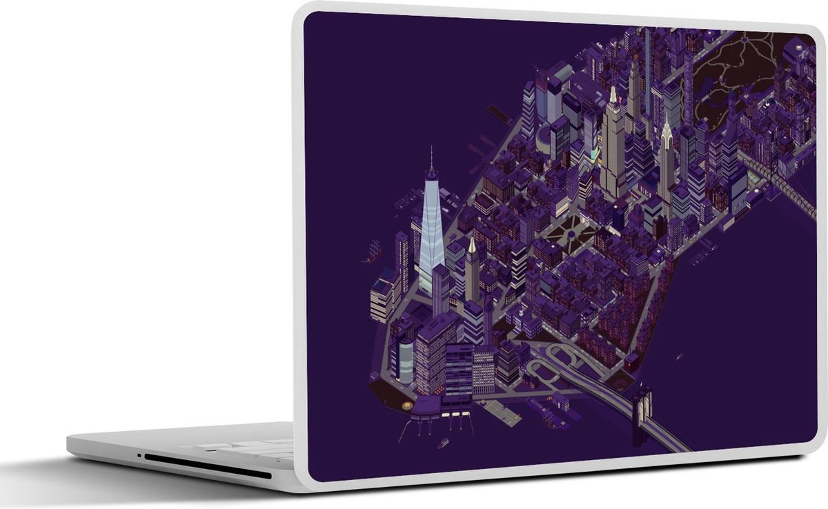 Laptop sticker - 10.1 inch - Isometrische nacht van New York