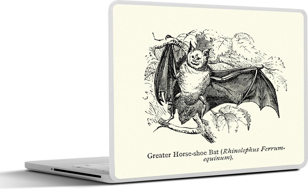Laptop sticker - 10.1 inch - Illustratie van een vleermuis op een tak