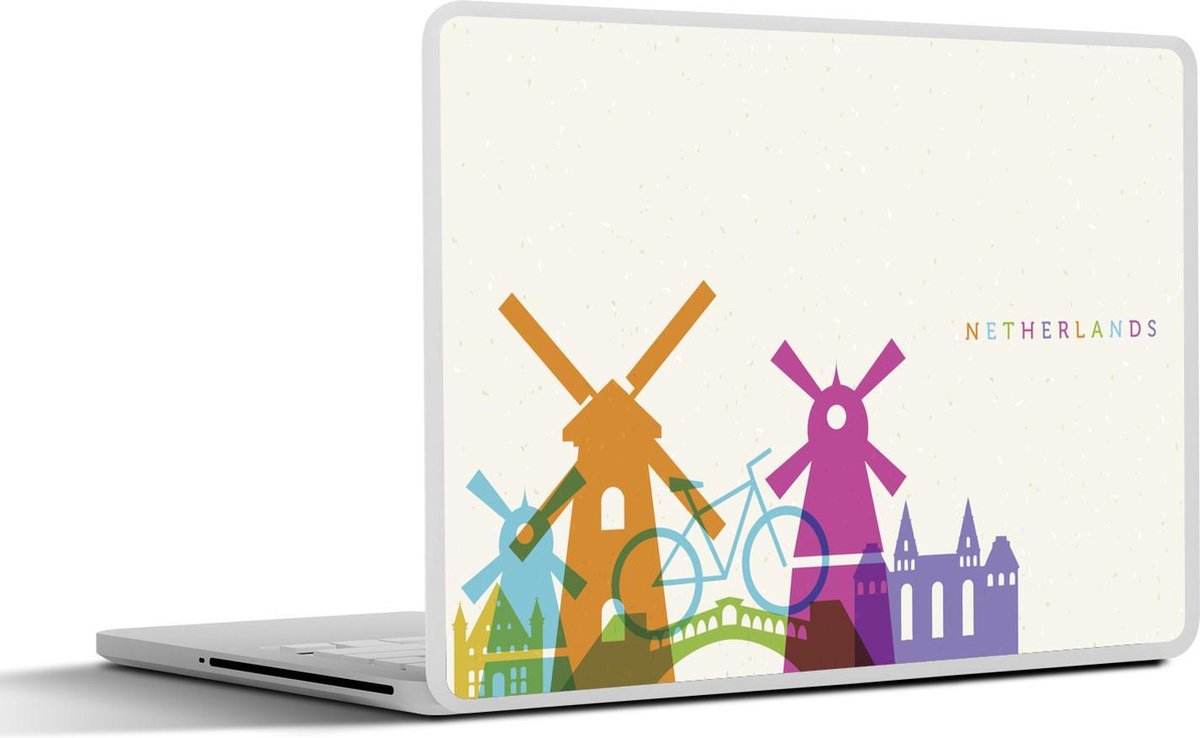 Laptop sticker - 10.1 inch - Illustratie van symbolen uit Nederland
