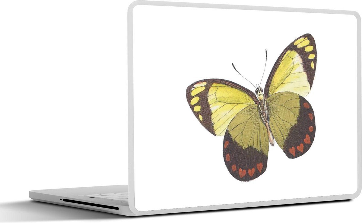 Laptop sticker - 10.1 inch - Illustratie van een vlinder met harten op zijn vleugels