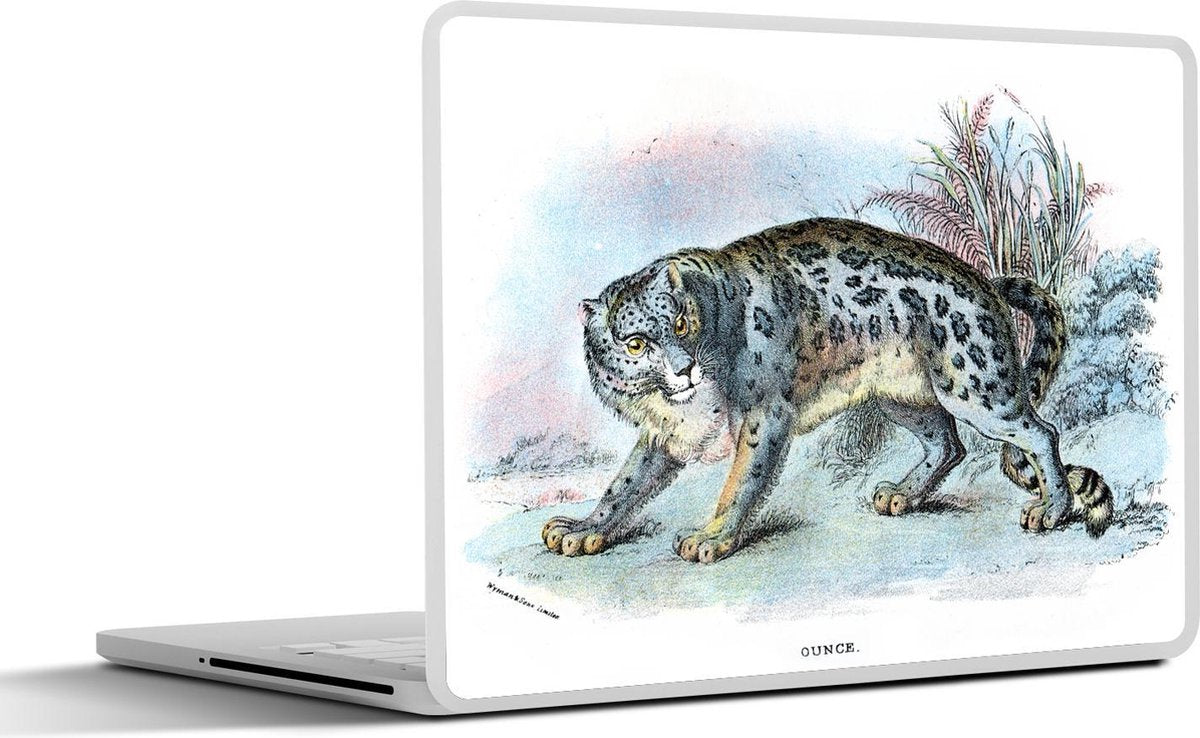 Laptop sticker - 10.1 inch - Illustratie van een sneeuwpanter in een schilderachtige stijl