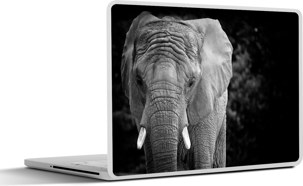 Laptop sticker - 10.1 inch -  een olifant in zwart-wit