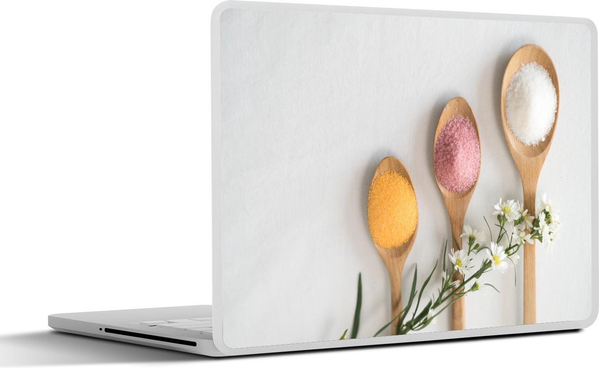 Laptop sticker - 10.1 inch - Afbeelding van drie verschillende pollepels en drie verschillende kruiden