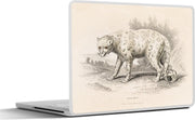 Laptop sticker - 10.1 inch - Illustratie van een sneeuwpanter op een antieke weergave in het zwart-wit
