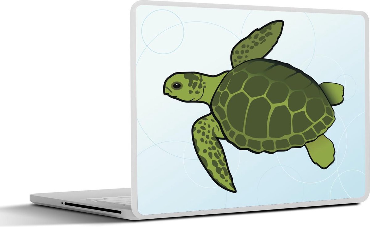 Laptop sticker - 10.1 inch - Illustratie van een groene zeeschildpad in het water