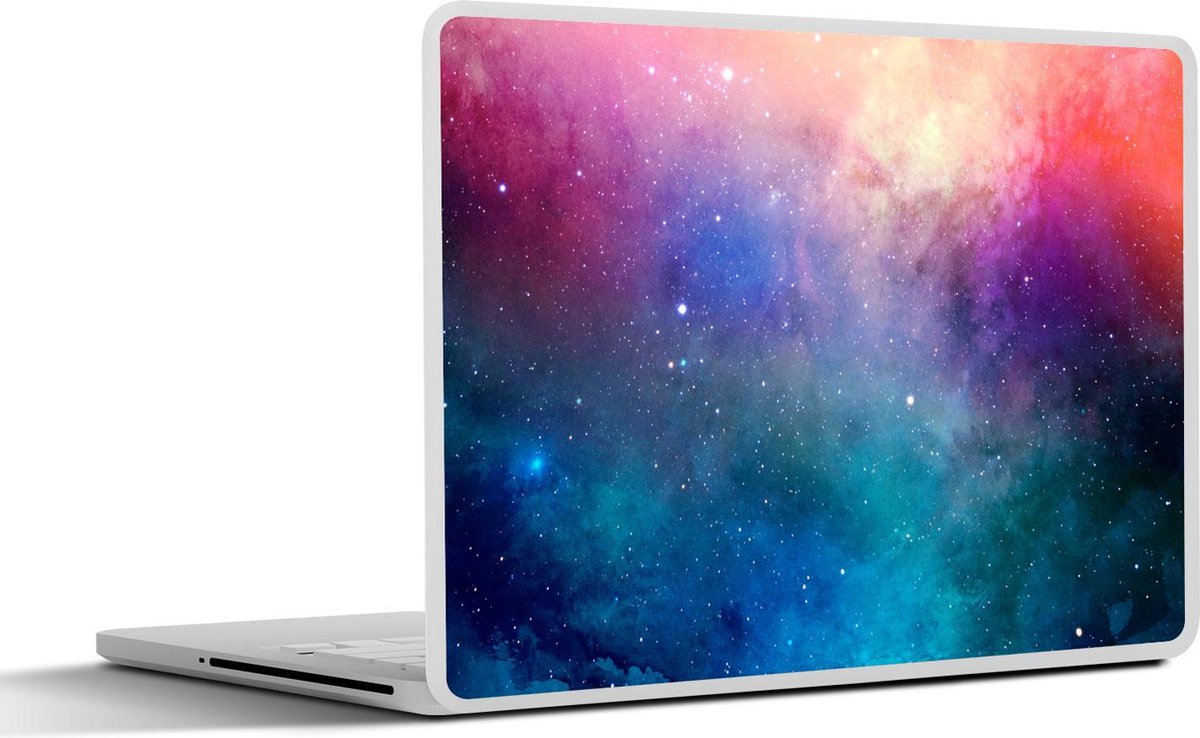 Laptop sticker - 10.1 inch - Abstract werk gemaakt met waterverf en een gekleurde sterrenhemel