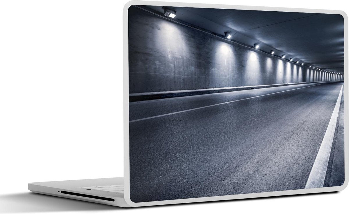 Laptop sticker - 10.1 inch - Afbeelding van een donkere tunnel met veel verlichting