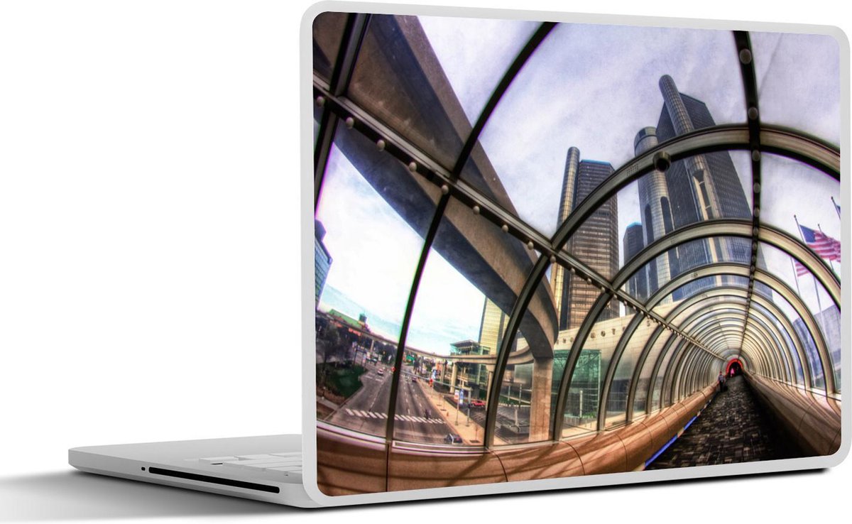 Laptop sticker - 10.1 inch - Afgesloten loopbruggen over de weg vergemakkelijken het oversteken van voetgangers in Detroit