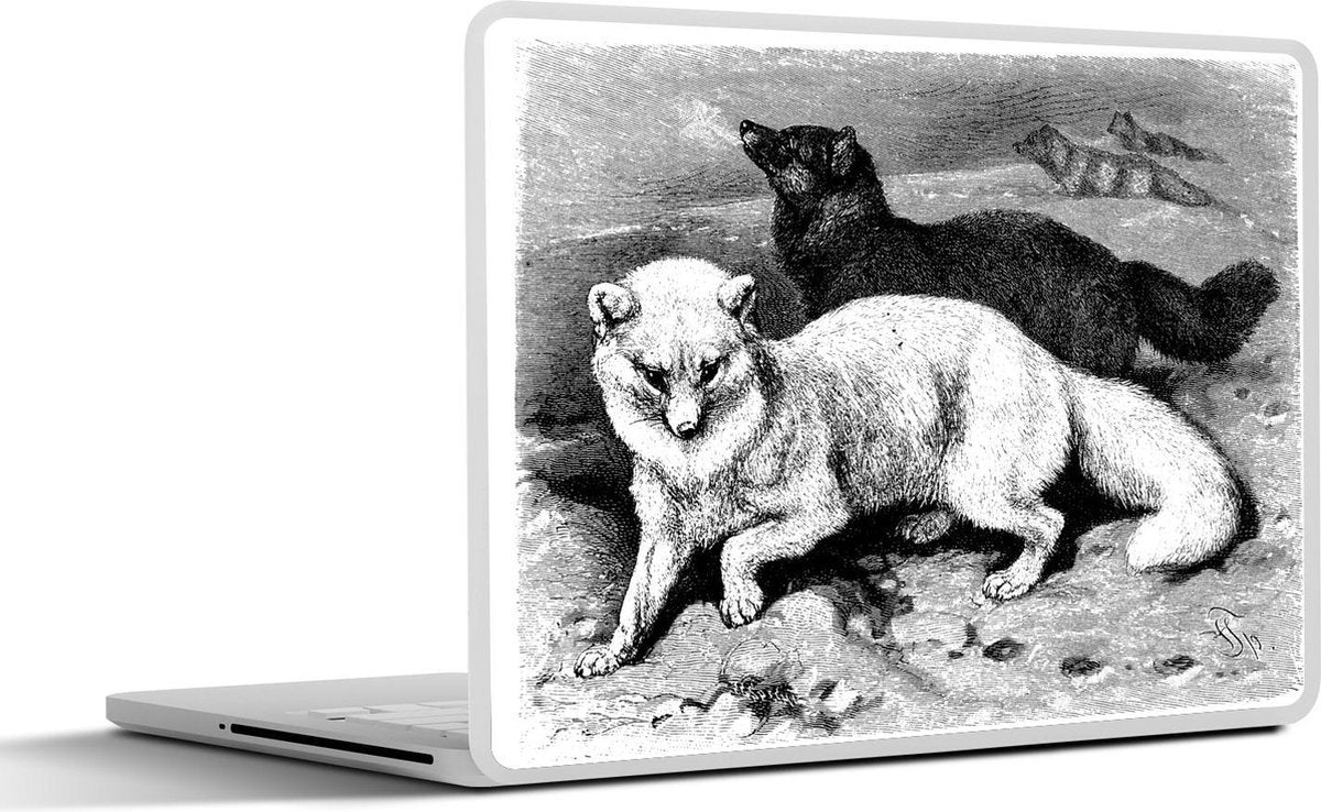 Laptop sticker - 10.1 inch - Illustratie van een poolvos op de grond