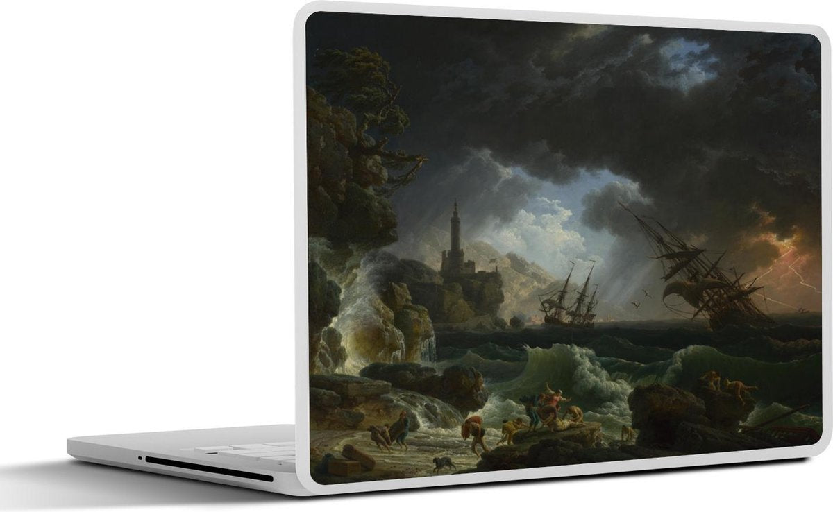 Laptop sticker - 10.1 inch - A shipwreck in stormy seas - Schilderij van Claude Joseph Vernet