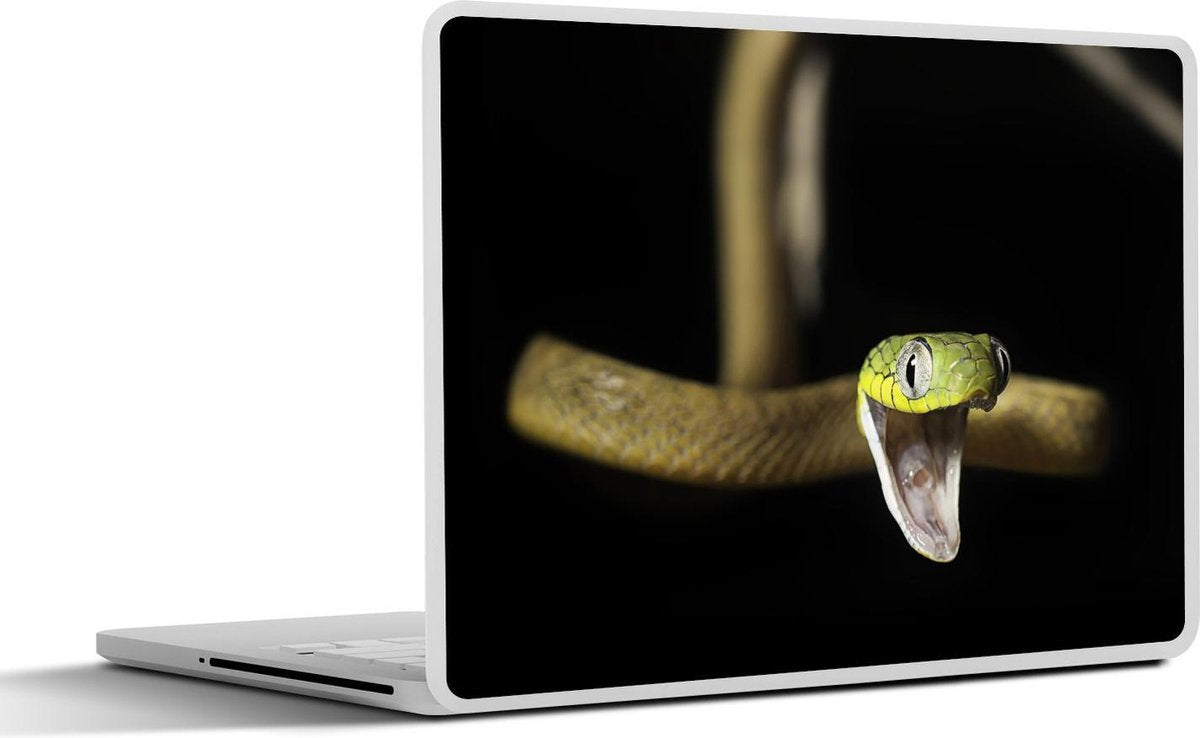 Laptop sticker - 10.1 inch -  een slang op een zwarte achtergrond