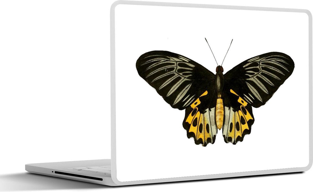 Laptop sticker - 10.1 inch - Illustratie van een zwart met gouden vlinder