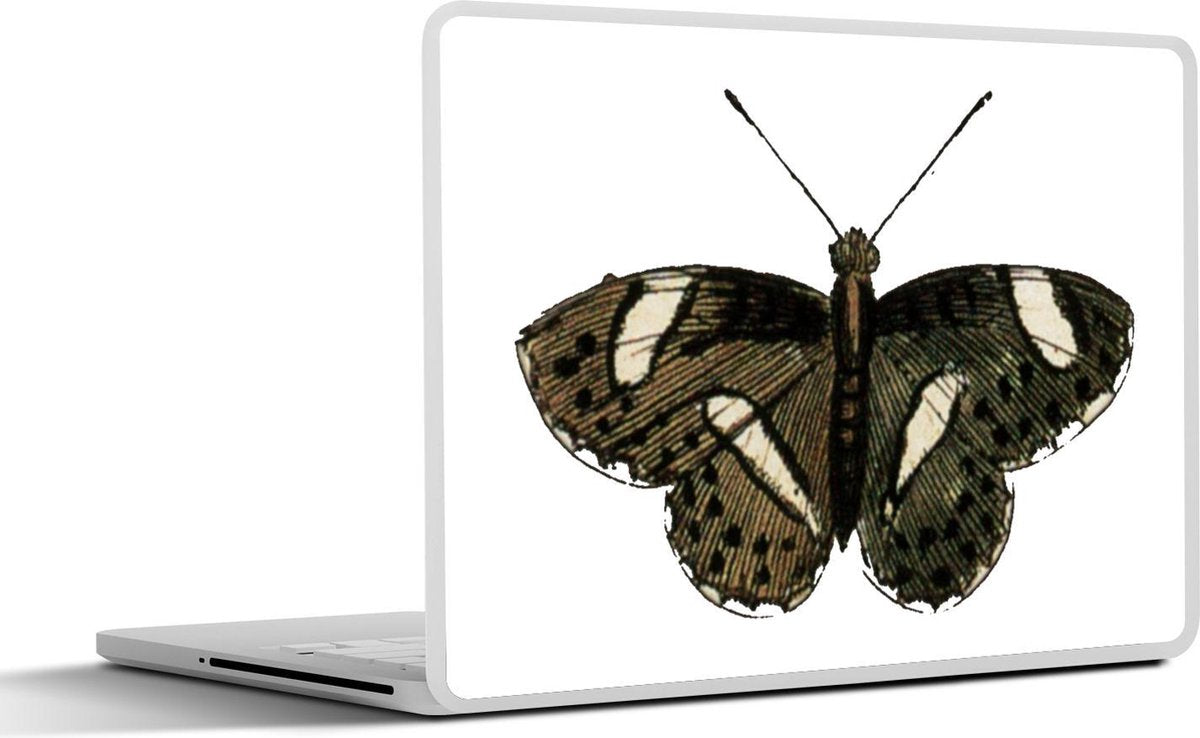 Laptop sticker - 10.1 inch - Illustratie van een bruine vlinder met witte strepen