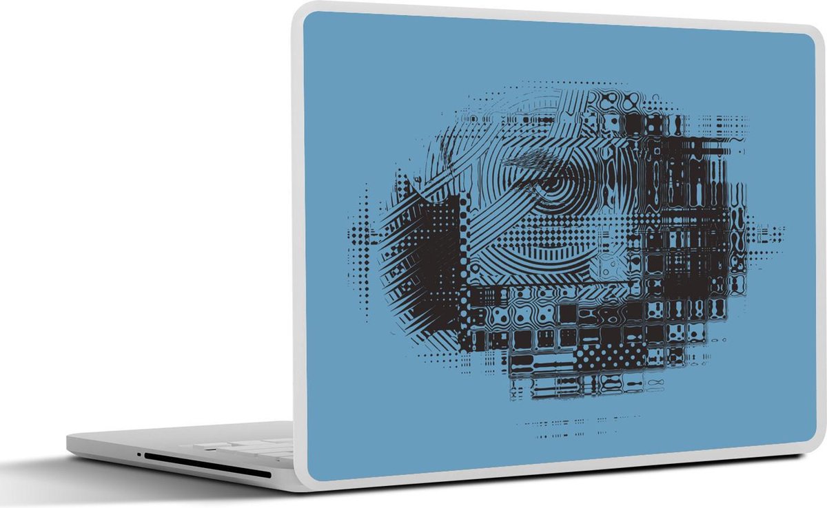 Laptop sticker - 10.1 inch - Illustratie van een vrouwengezicht met een glitch