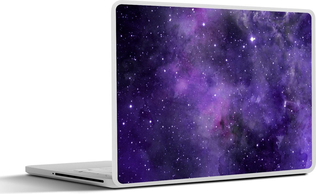 Laptop sticker - 10.1 inch - Abstract werk gemaakt van waterverf en een paarse hemel met sterren