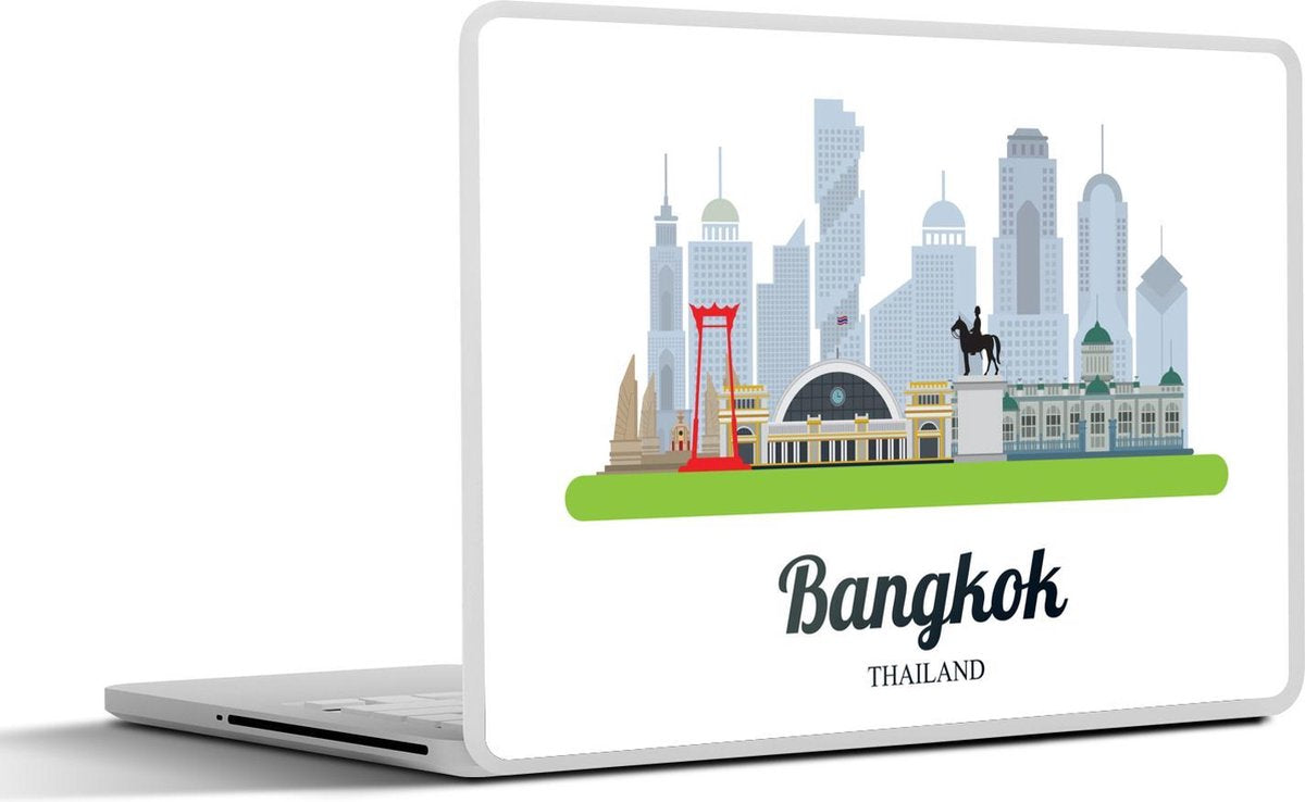 Laptop sticker - 10.1 inch - Illustratie van het silhouet van de stad Bangkok