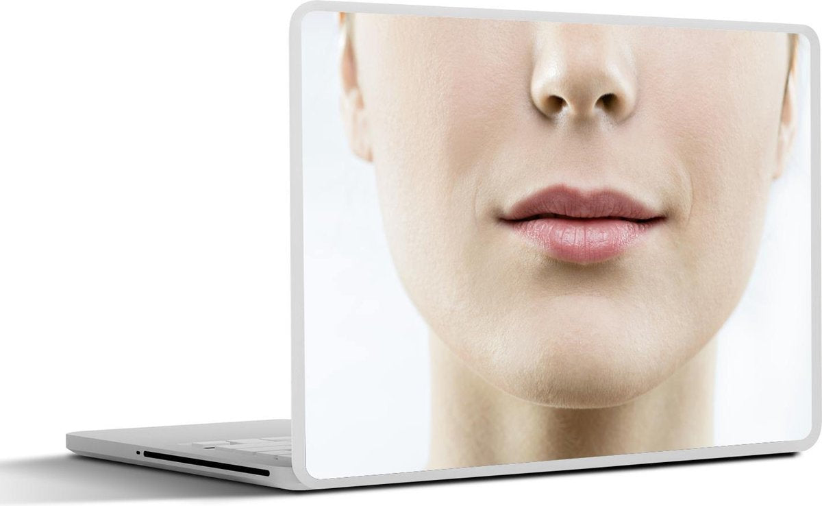 Laptop sticker - 10.1 inch - Afbeelding van de onderste helft van een gezicht van een vrouw met lippen