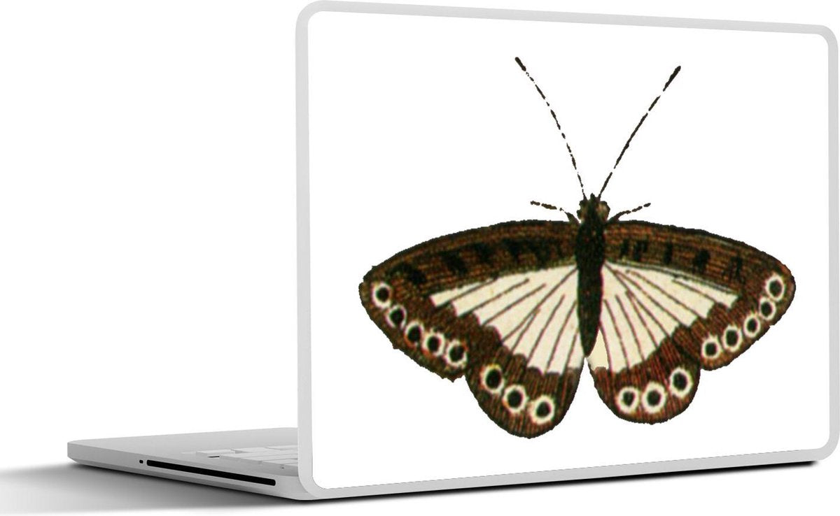 Laptop sticker - 10.1 inch - Illustratie van een bruin met witte vlinder