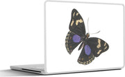 Laptop sticker - 10.1 inch - Illustratie van een zwarte vlinder met paarse stippen