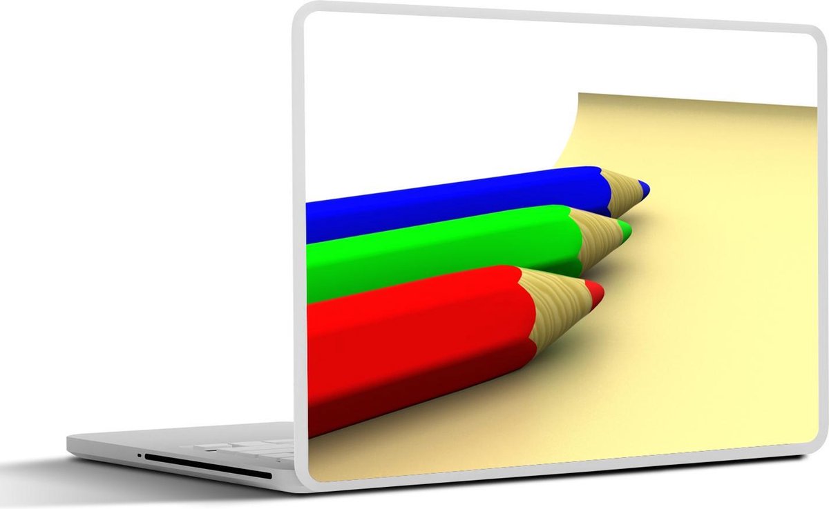 Laptop sticker - 10.1 inch - 3d foto van potloden op een geel papier