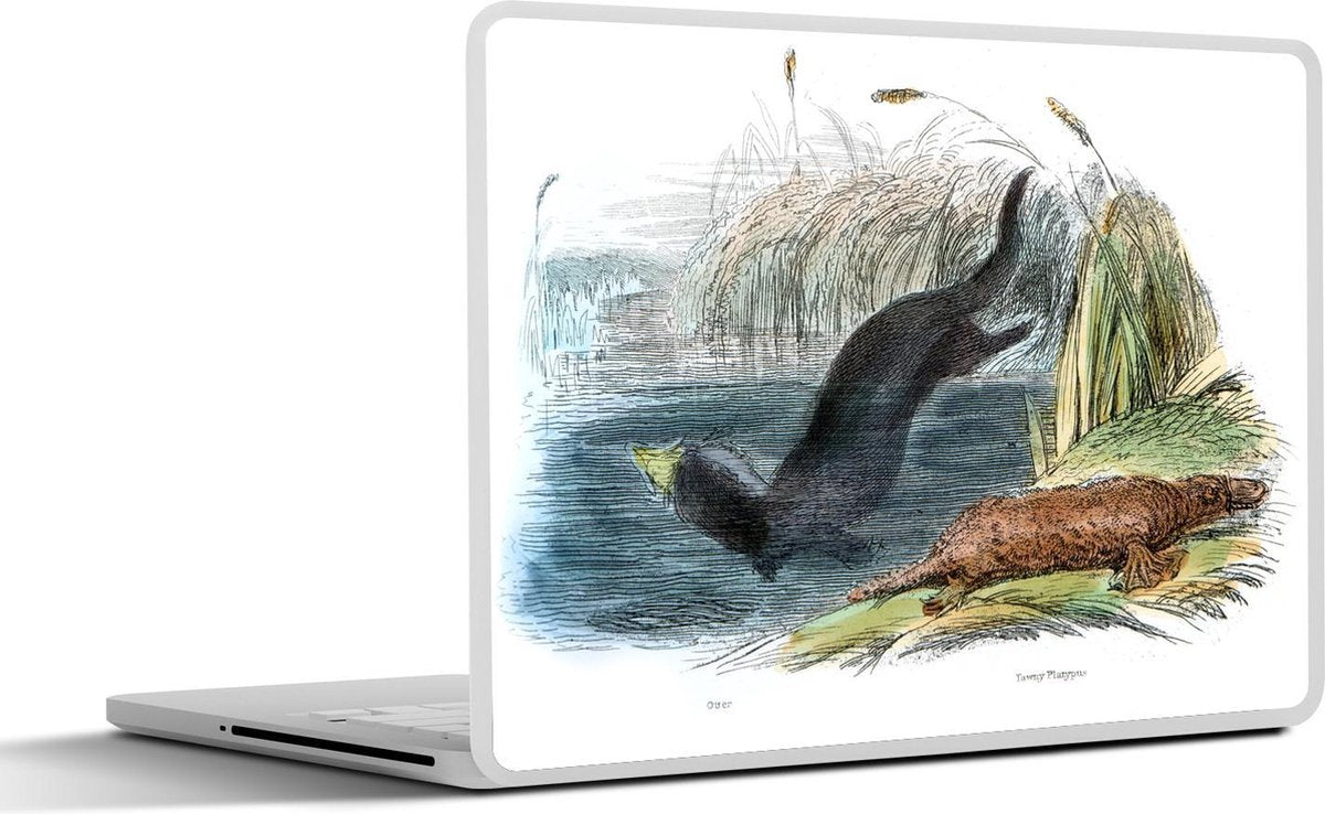 Laptop sticker - 10.1 inch - Illustratie van een otter en een vogelbekdier