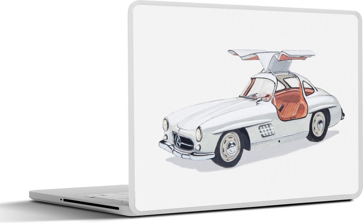 Laptop sticker - 10.1 inch - Illustration van een vintage Mercedes Gullwing sportauto uit de jaren '50