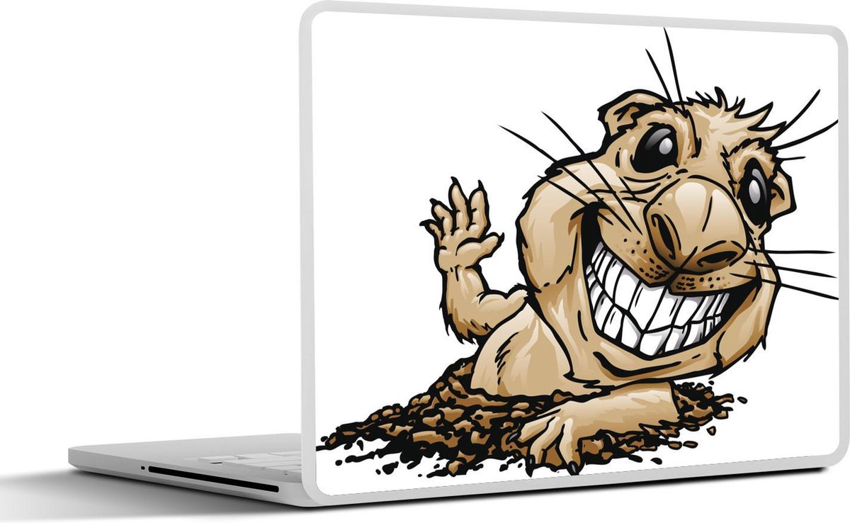 Laptop sticker - 10.1 inch - Illustratie van een prairiehond die zwaait