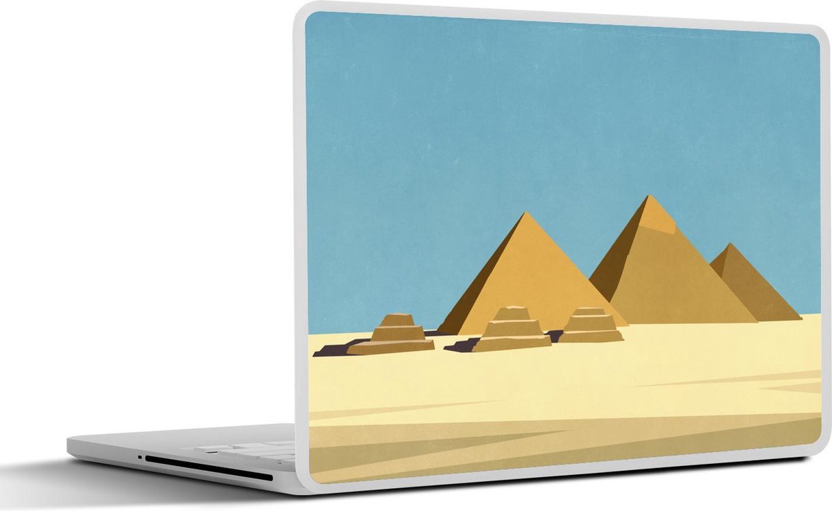 Laptop sticker - 10.1 inch - Illustratie van piramides in de woestijn van Egypte
