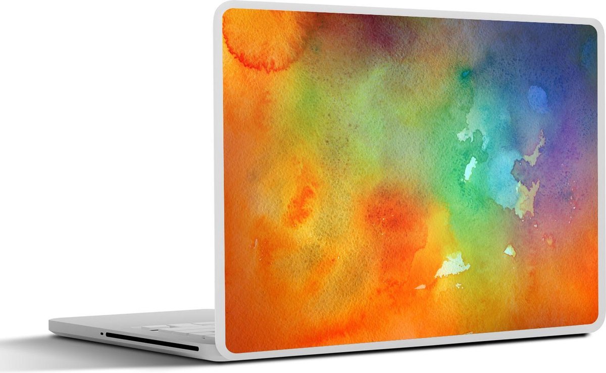 Laptop sticker - 10.1 inch - Abstract werk gemaakt van waterverf met alle kleuren van de regenboog