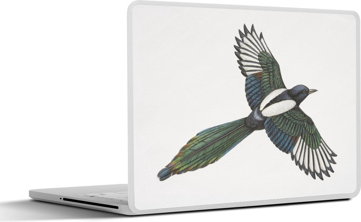Laptop sticker - 10.1 inch - Illustratie van een uitgestrekte ekster