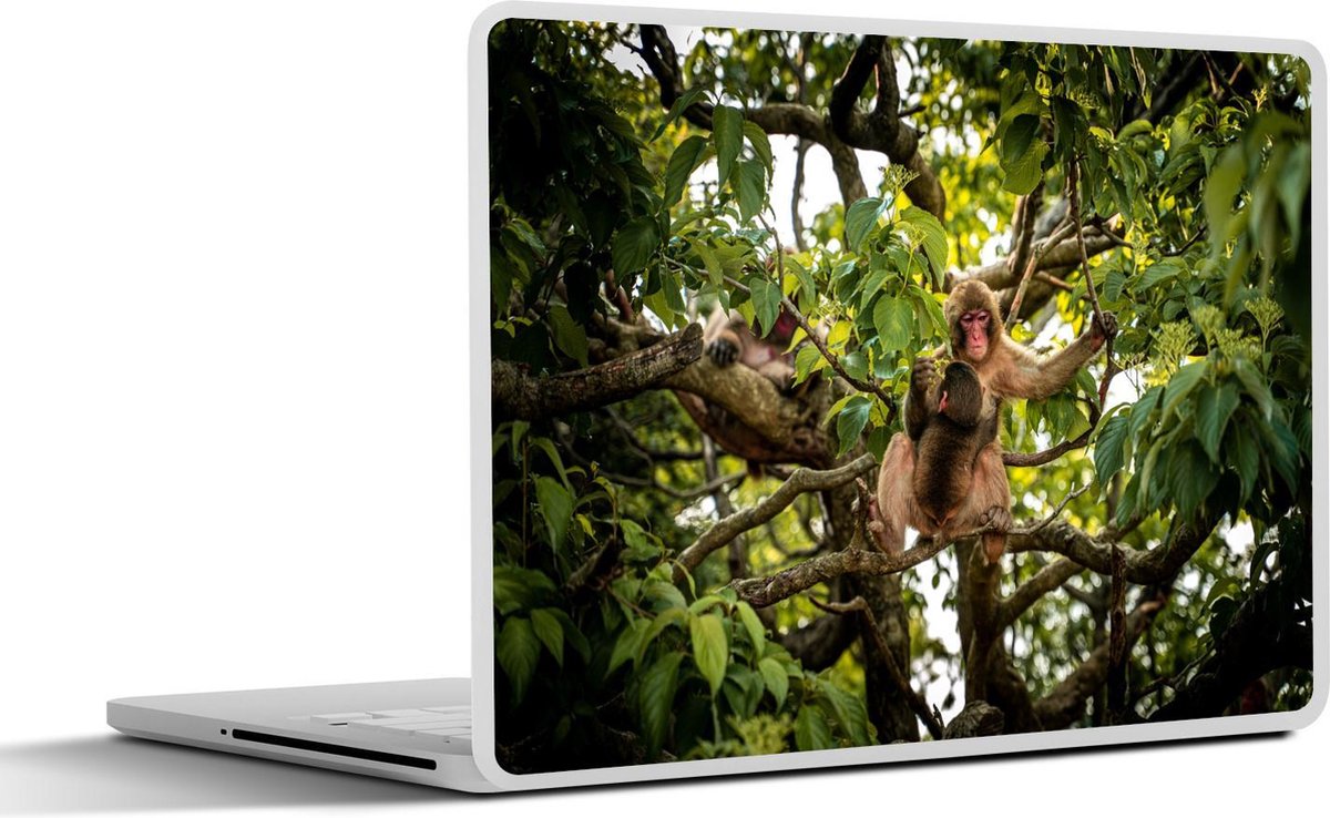 Laptop sticker - 10.1 inch - Aap met jong in een boom