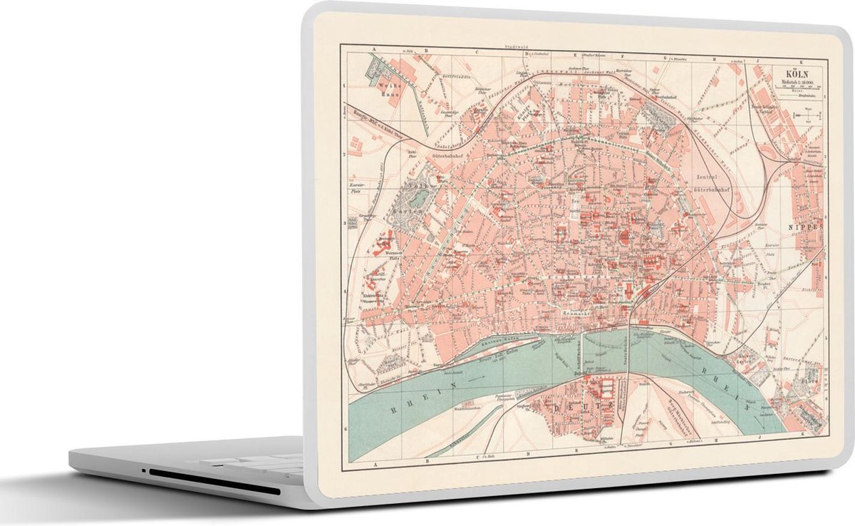 Laptop sticker - 10.1 inch - Illustratie van een stadskaart van het Duitse Keulen