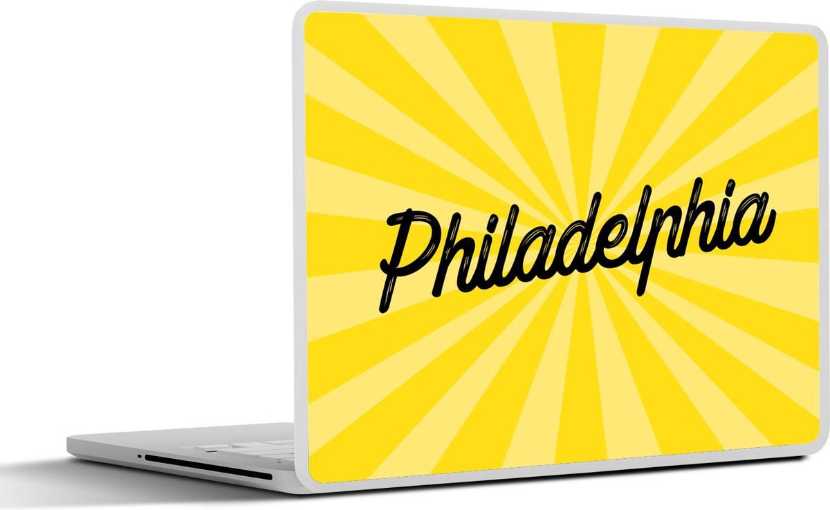 Laptop sticker - 10.1 inch - Illustratie van Philadelphia met zonnestralen