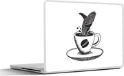 Laptop sticker - 10.1 inch - Illustratie van een walvis in een kop koffie
