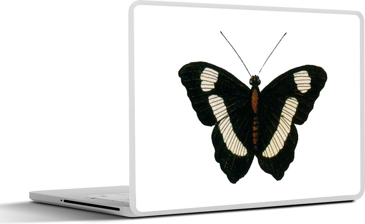 Laptop sticker - 10.1 inch - Illustratie van een zwart met witte vlinder