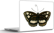 Laptop sticker - 10.1 inch - Illustratie van een donkerbruine met witte vlinder