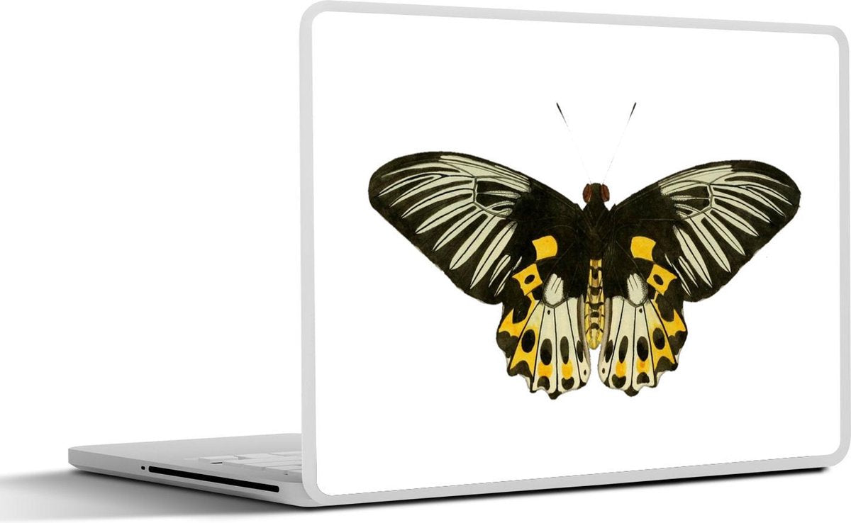 Laptop sticker - 10.1 inch - Illustratie van een vlinder met gele en zwarte vleugels