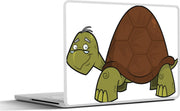 Laptop sticker - 10.1 inch - Illustratie van een groene schildpad voor een witte achtergrond