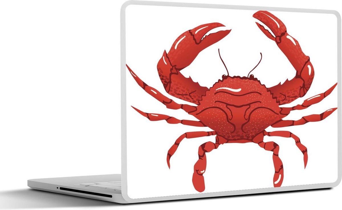 Laptop sticker - 10.1 inch - Illustratie van het bovenaanzicht van een rode krab