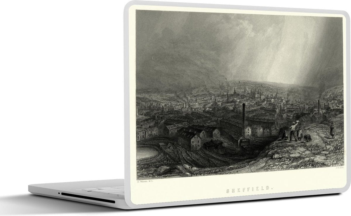 Laptop sticker - 10.1 inch - Illustratie van een luchtfoto van Sheffield in Engeland