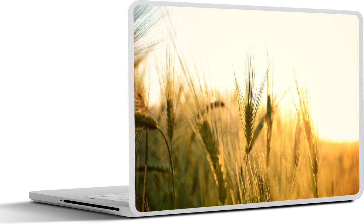 Laptop sticker - 10.1 inch - Illustratie van een granenveld bij zonsopgang