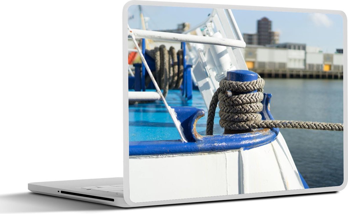 Laptop sticker - 10.1 inch - Aangelegde vissersboot in de haven van IJmuiden