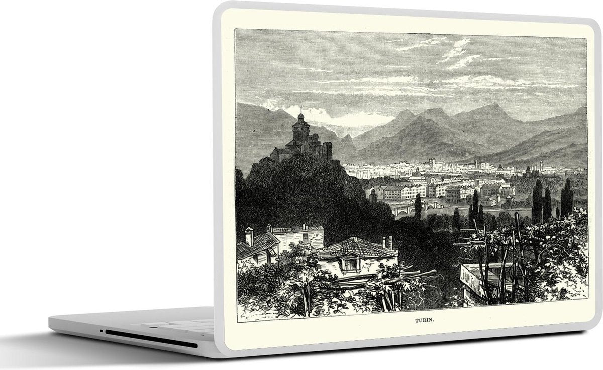 Laptop sticker - 10.1 inch - Illustratie van een luchtfoto van het Italiaanse Turijn