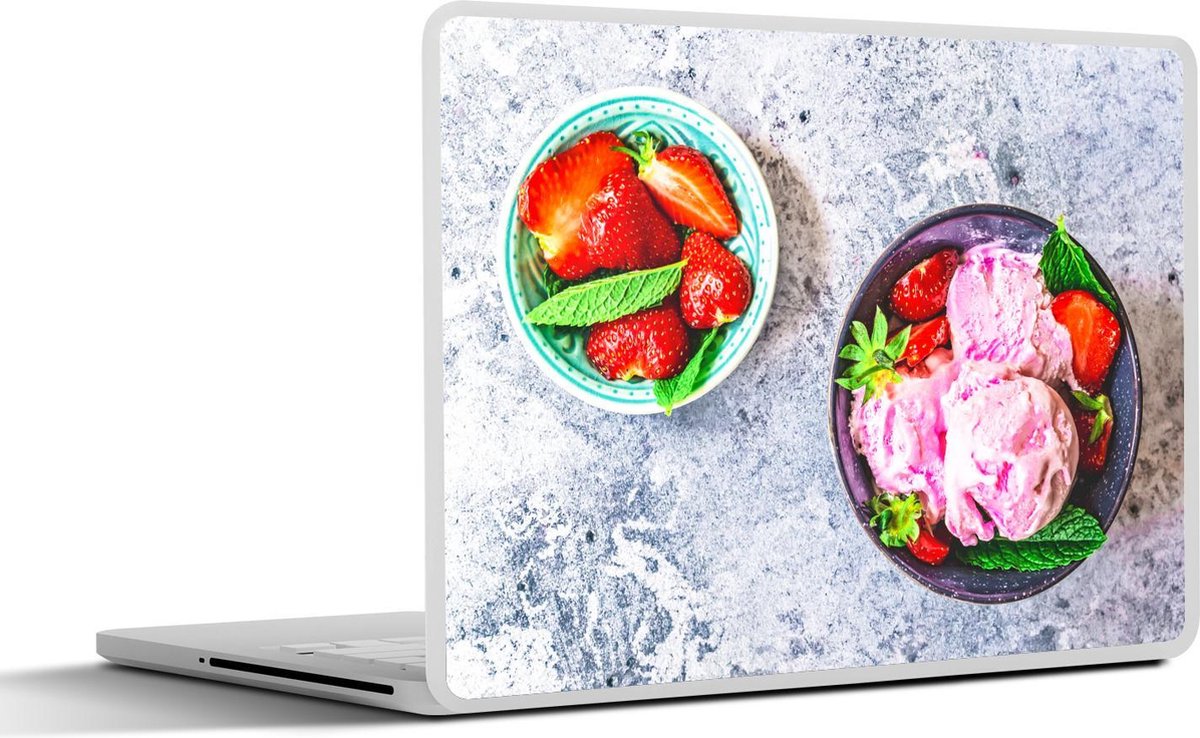 Laptop sticker - 10.1 inch - Aardbeien ijs met munt