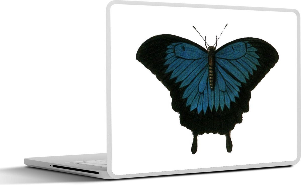 Laptop sticker - 10.1 inch - Illustratie van een donkerblauw met zwarte vlinder