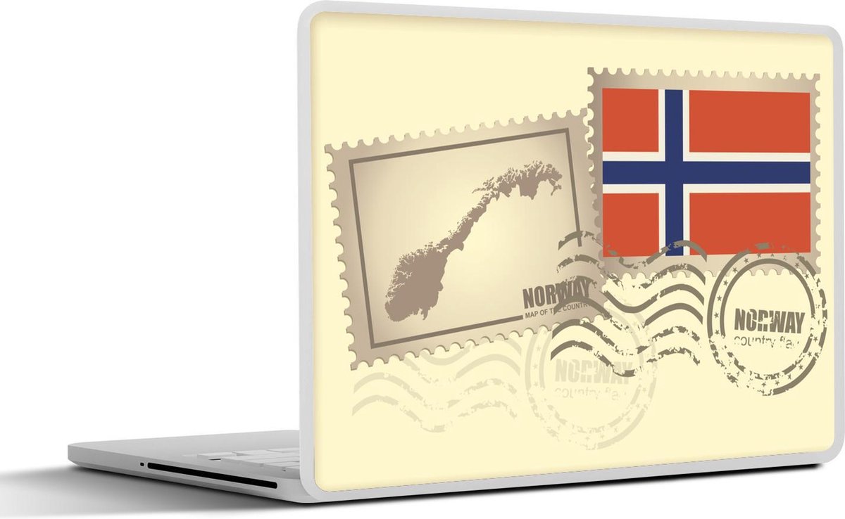 Laptop sticker - 10.1 inch - Illustratie van een postzegel uit Noorwegen