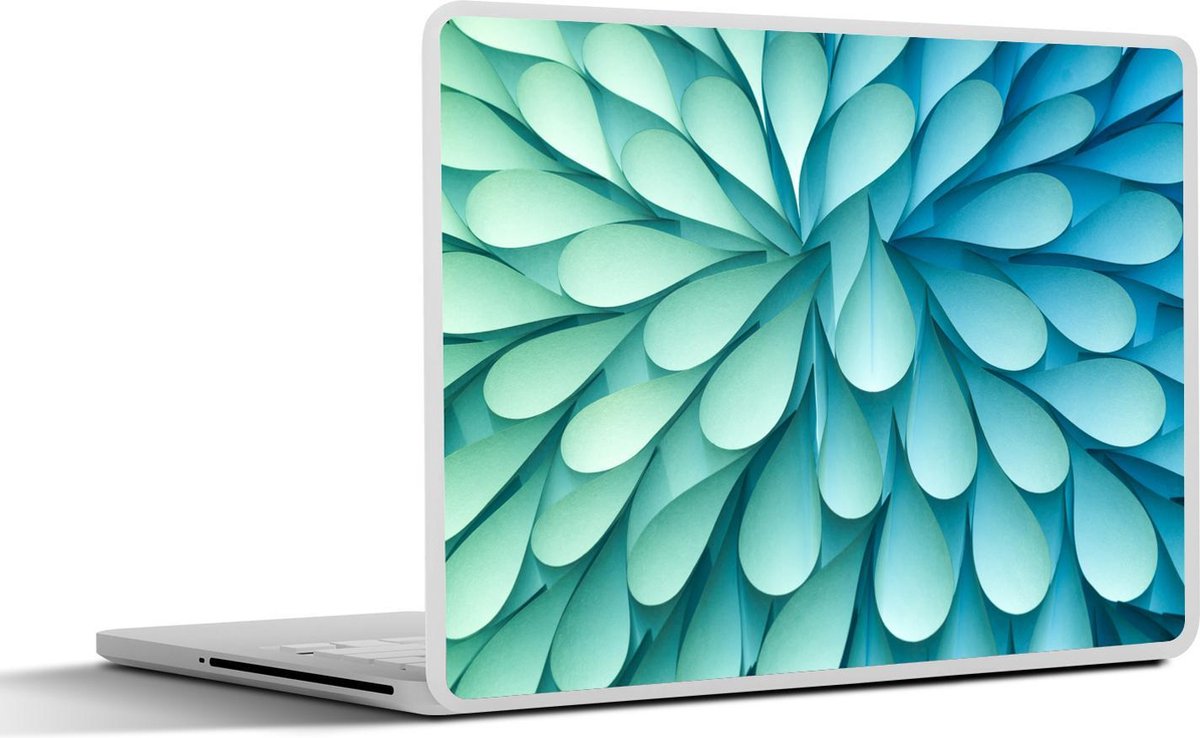 Laptop sticker - 10.1 inch - Abstract gekruld papier met blauwgroen gekleurd licht
