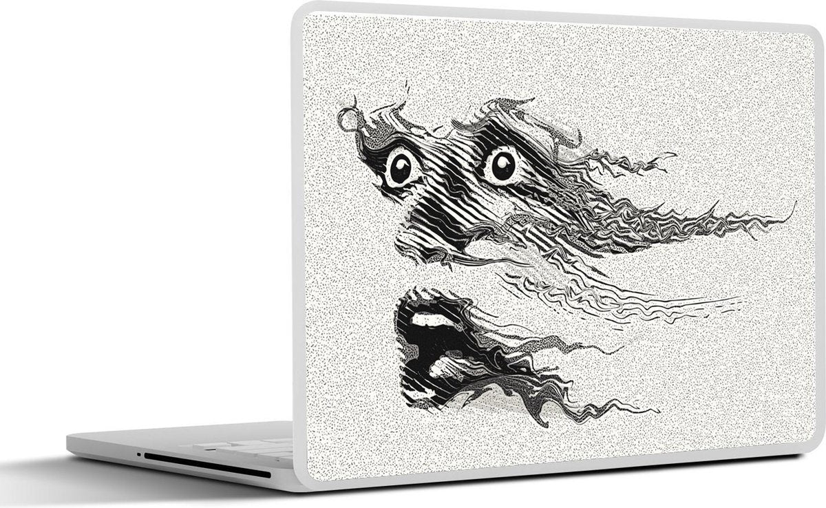 Laptop sticker - 10.1 inch - Absurde gezichtsuitdrukking angstige vrouw
