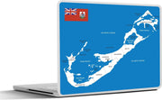 Laptop sticker - 10.1 inch - Illustratie van een kaart van Bermuda met de vlag