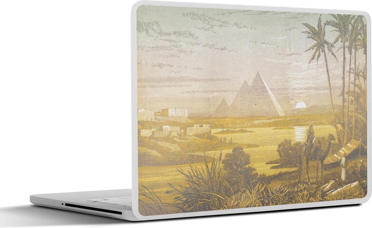 Laptop sticker - 10.1 inch - Illustratie van zonsondergang en landschap in Egypte